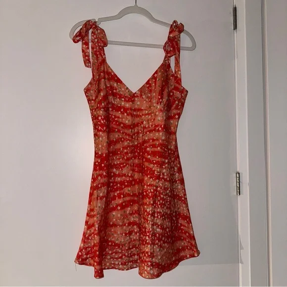 Monika the Label Alana Mini Slip Dress in Red Micro Floral - Picture 3 of 9